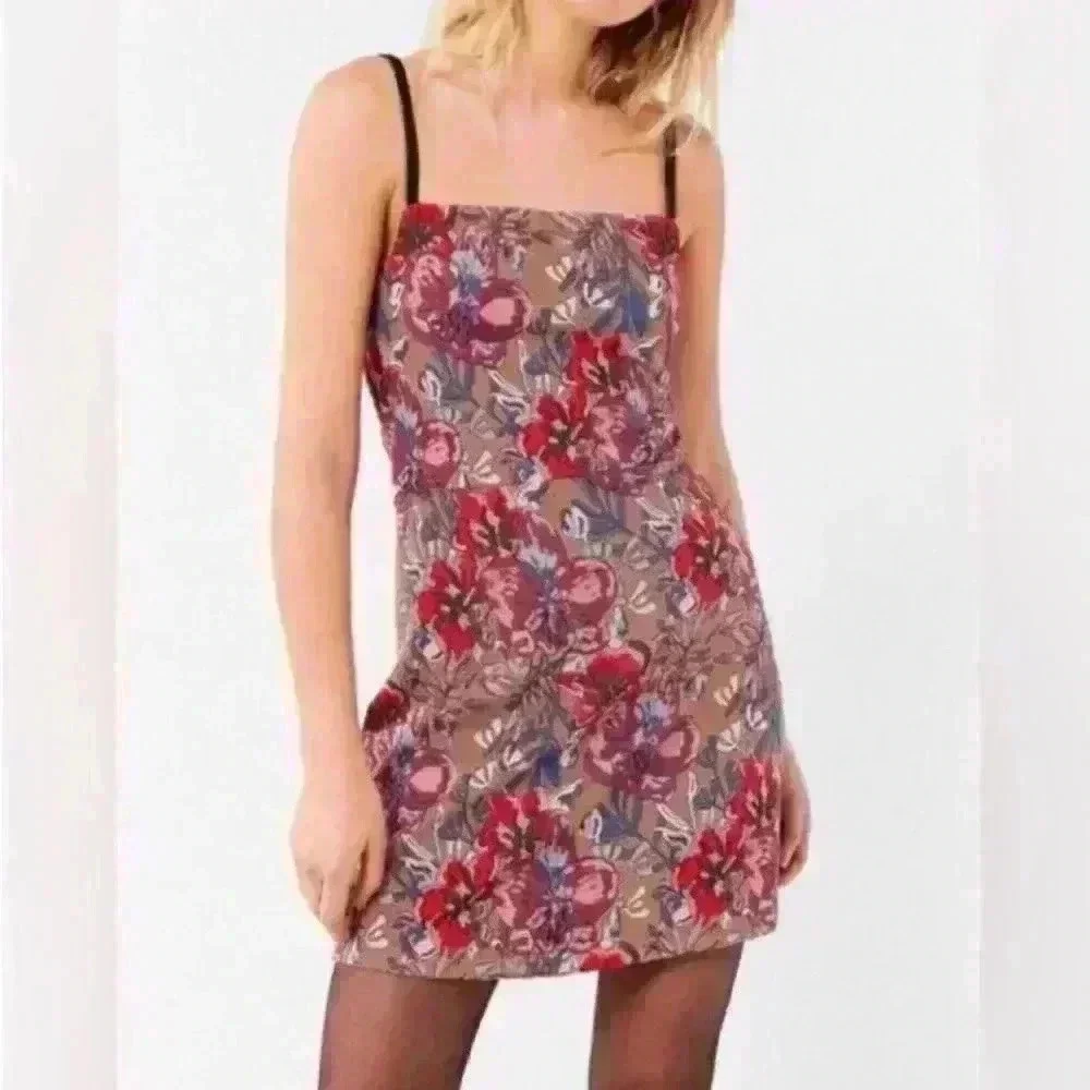 Urban Outfitters Textured Floral multicolor Mini Dress size Small - Picture 1 of 6